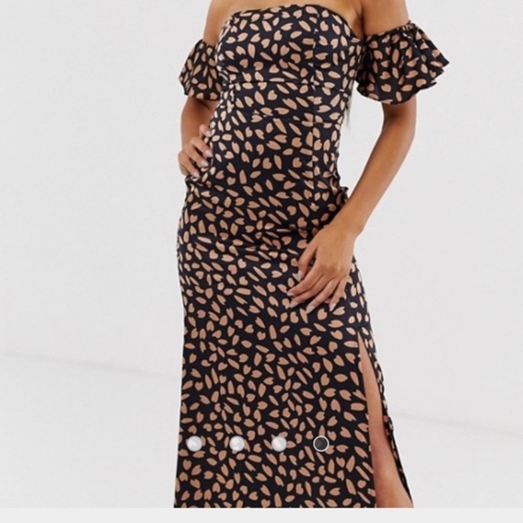 ASOS Koco&K off shoulder maxi dress split size 16 - Picture 4 of 8